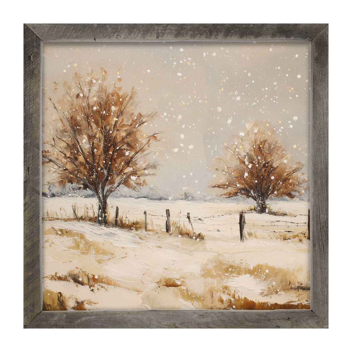 Fenceline Snowfall - Framed Art