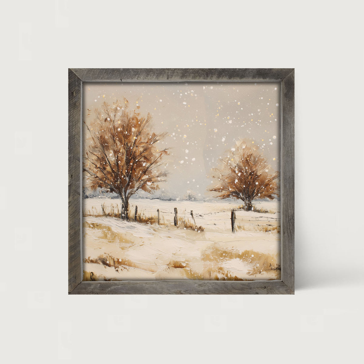 Fenceline Snowfall - Framed Art