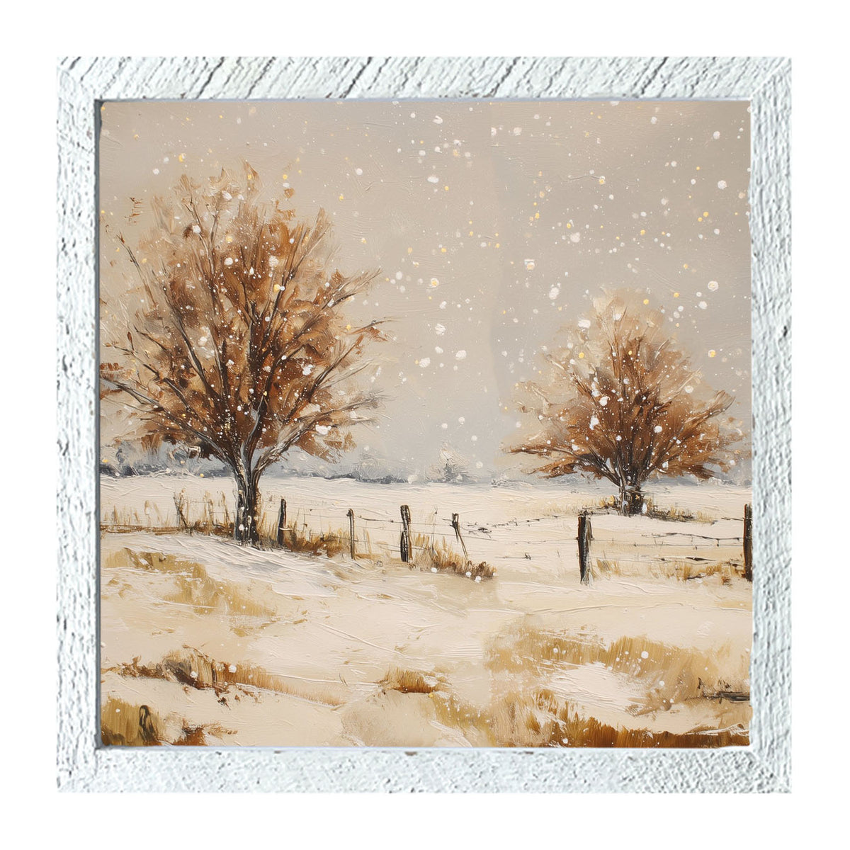 Fenceline Snowfall - Framed Art