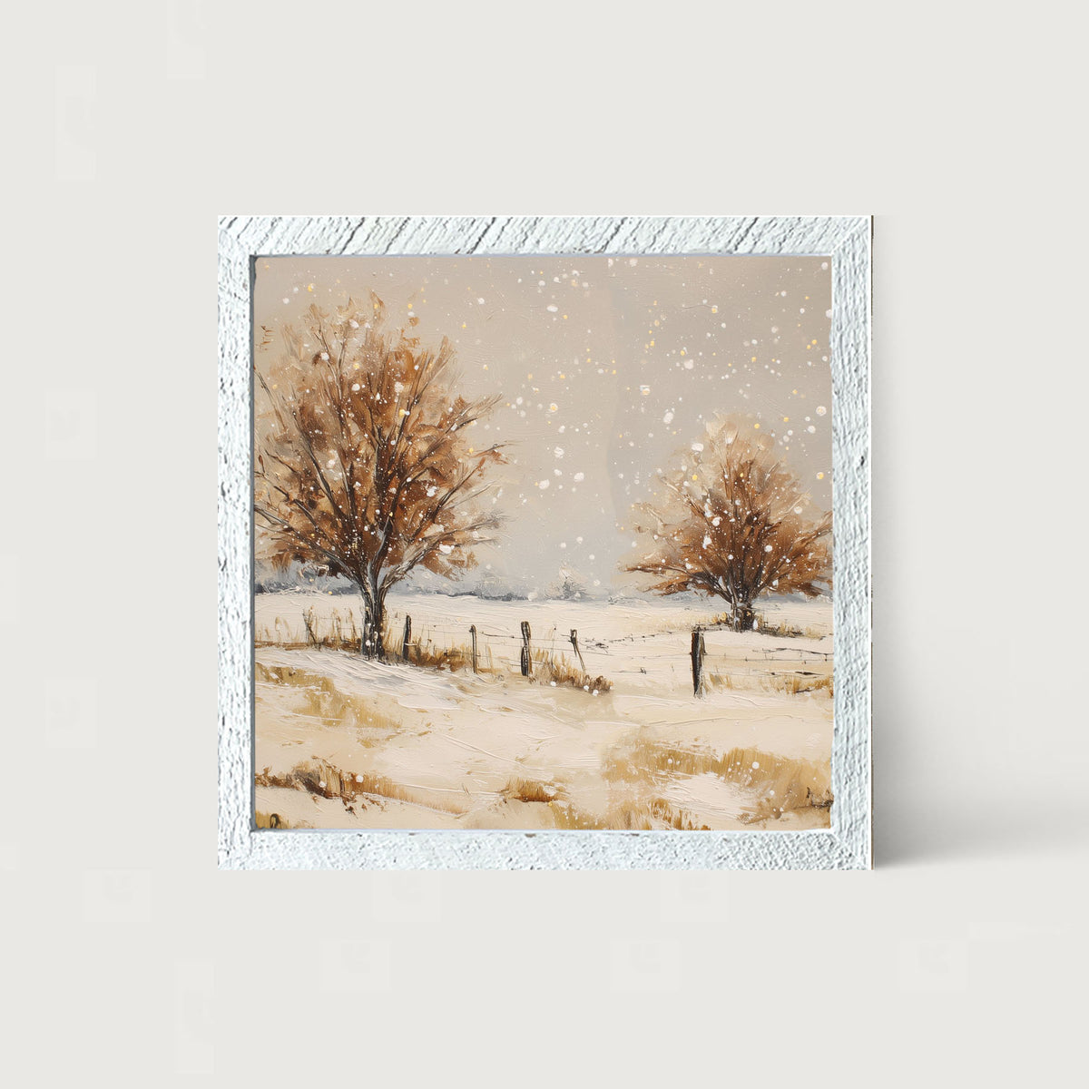 Fenceline Snowfall - Framed Art