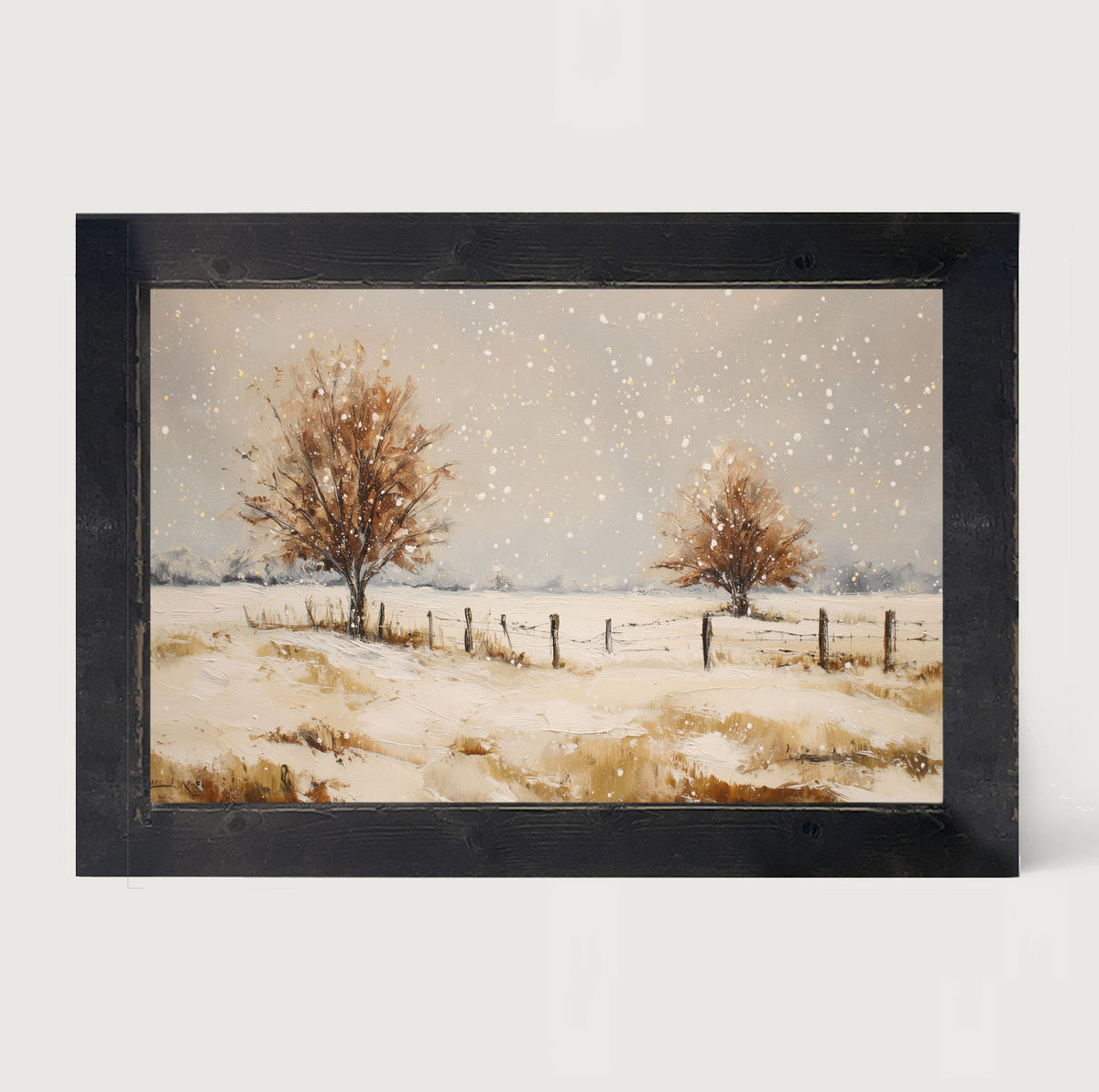 Fenceline Snowfall - Framed Art
