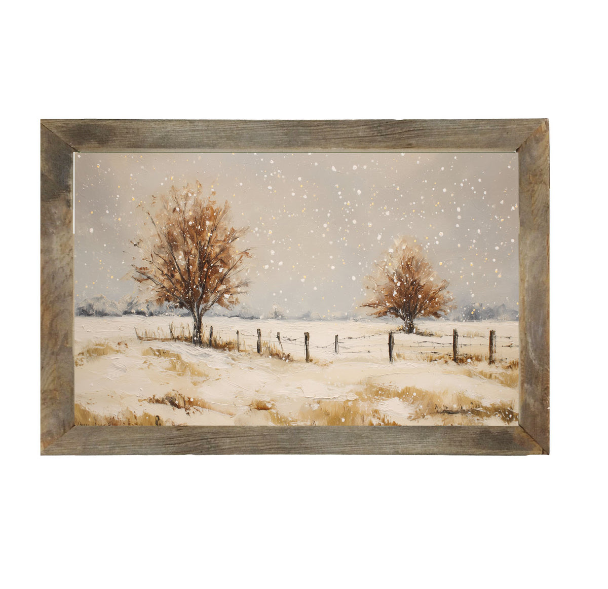 Fenceline Snowfall - Framed Art