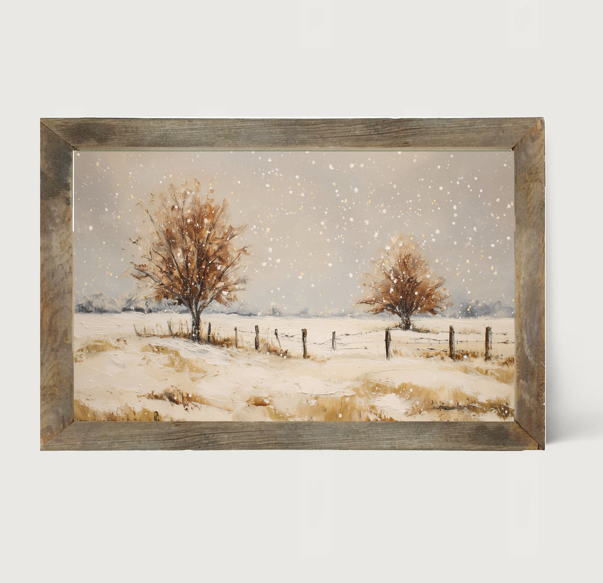 Fenceline Snowfall - Framed Art