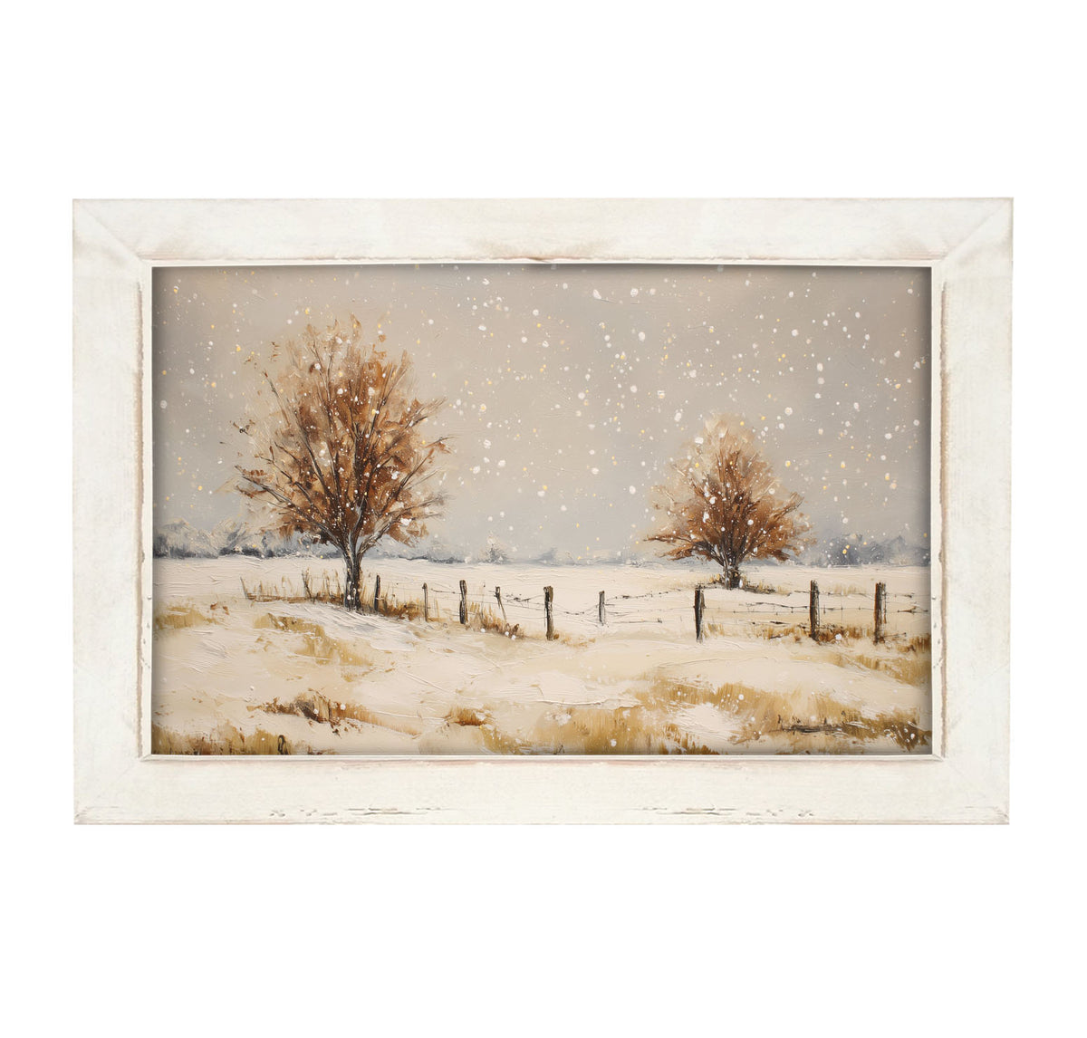 Fenceline Snowfall - Framed Art