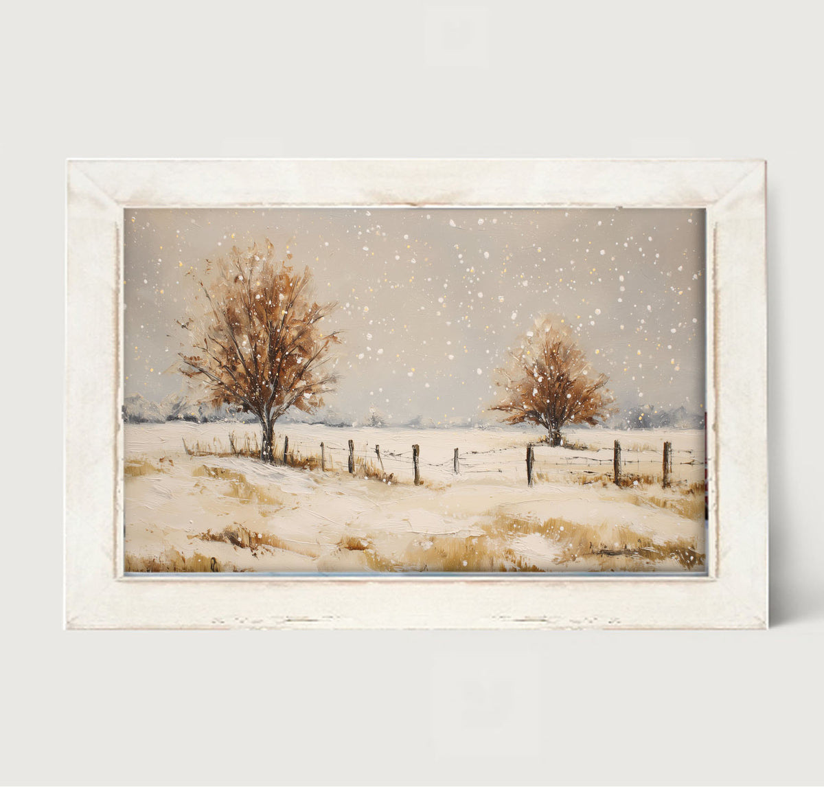 Fenceline Snowfall - Framed Art