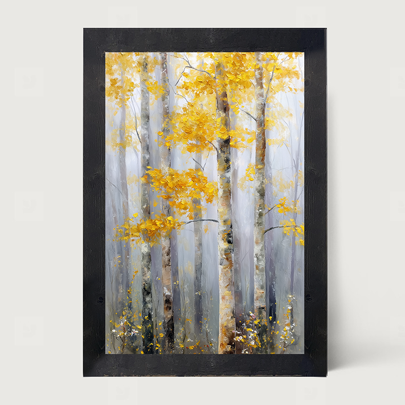 Golden Leaves in the Woods - Framed Art