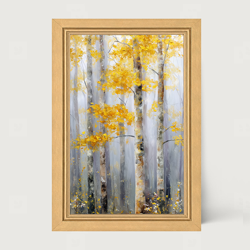 Golden Leaves in the Woods - Framed Art