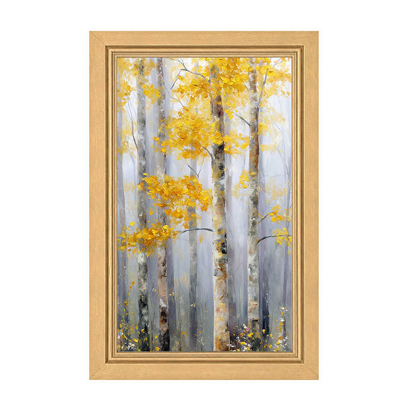 Golden Leaves in the Woods - Framed Art