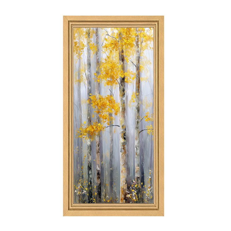 Golden Leaves in the Woods - Framed Art