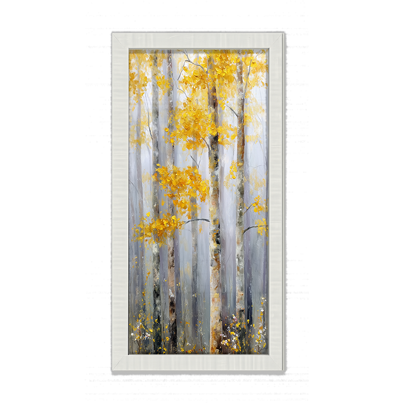 Golden Leaves in the Woods - Framed Art