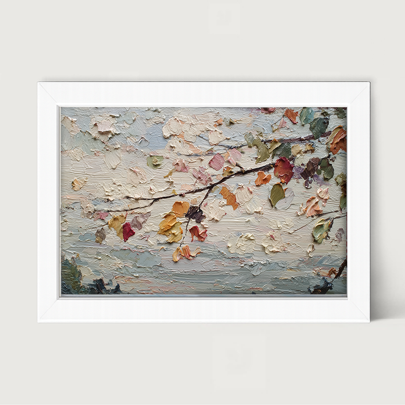 Autumn Country - Leaves on Branch - Framed Art