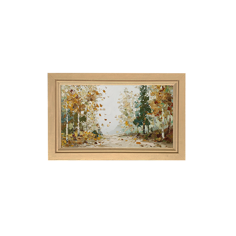 Autumn Country - Trees along Road - Framed Art