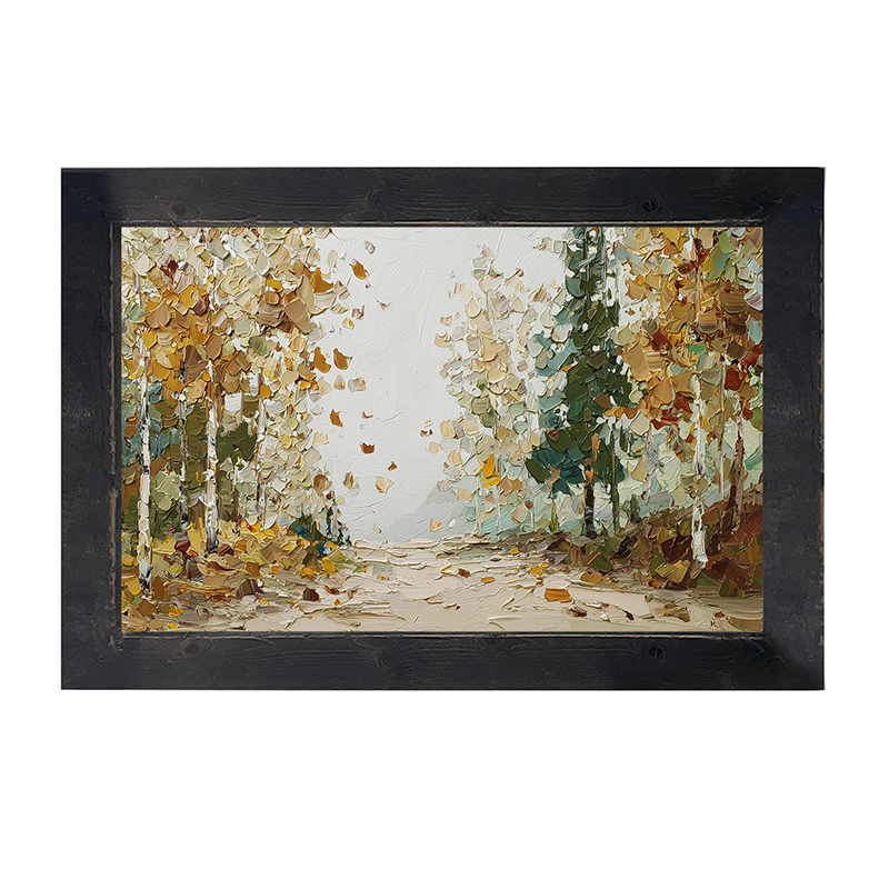 Autumn Country - Trees along Road - Framed Art