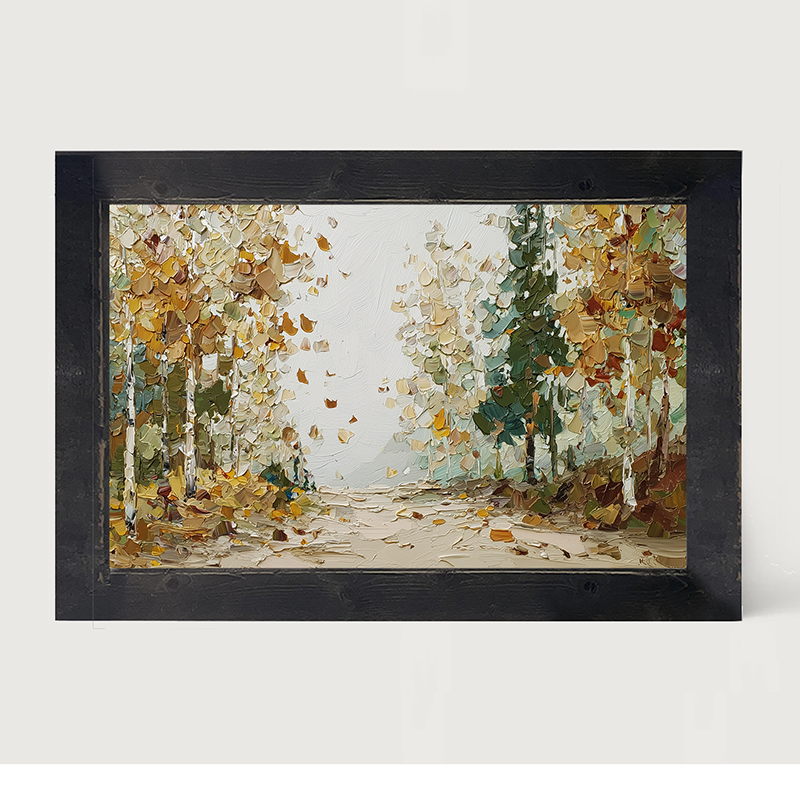 Autumn Country - Trees along Road - Framed Art
