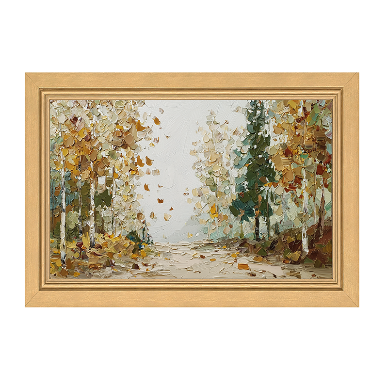 Autumn Country - Trees along Road - Framed Art