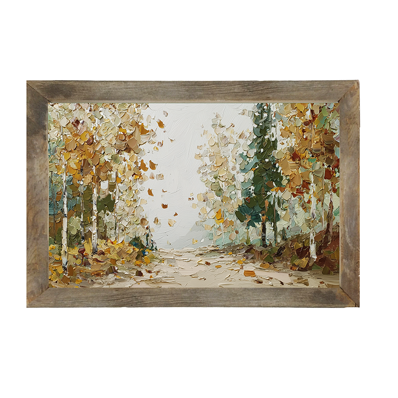 Autumn Country - Trees along Road - Framed Art