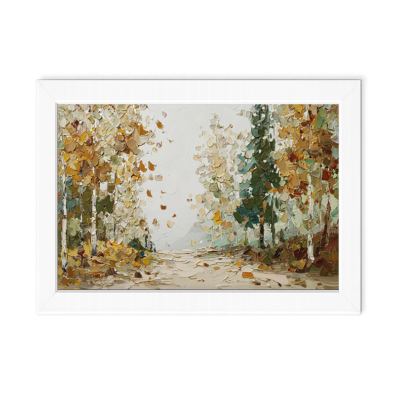 Autumn Country - Trees along Road - Framed Art
