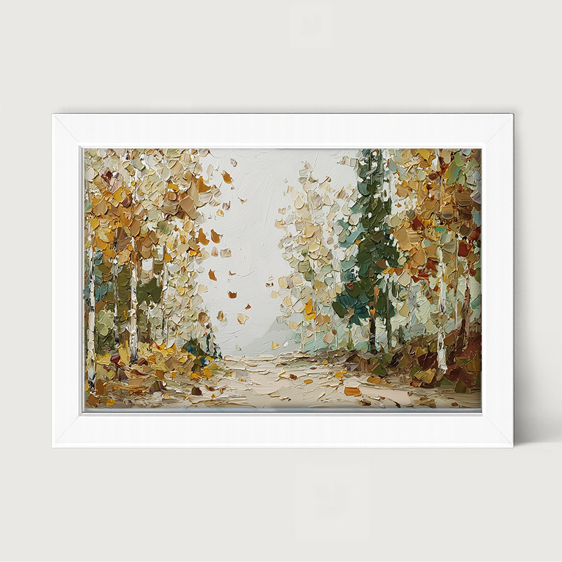 Autumn Country - Trees along Road - Framed Art