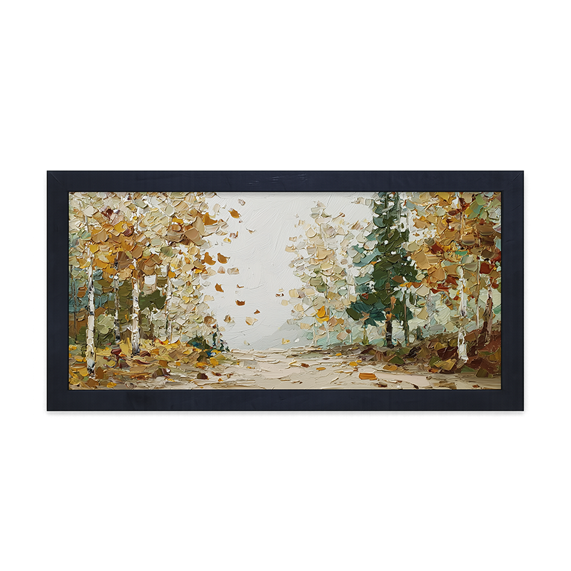 Autumn Country - Trees along Road - Framed Art