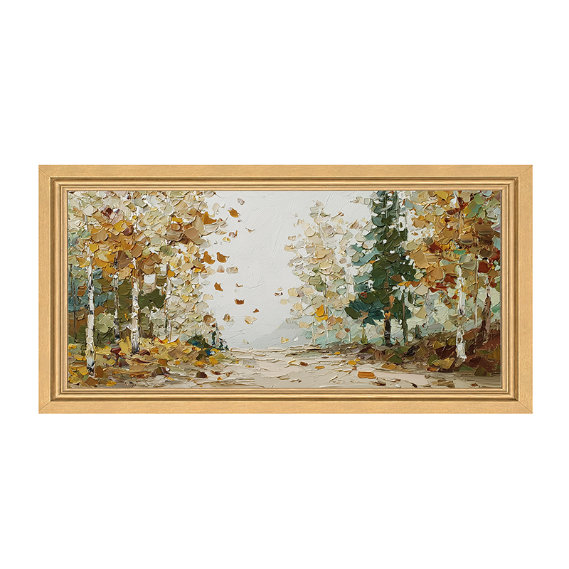 Autumn Country - Trees along Road - Framed Art