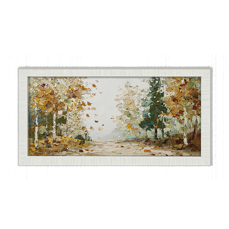 Autumn Country - Trees along Road - Framed Art
