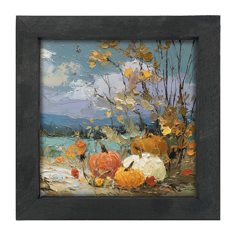 Pumpkin Country - Small Pumpkins along Path - Framed Art