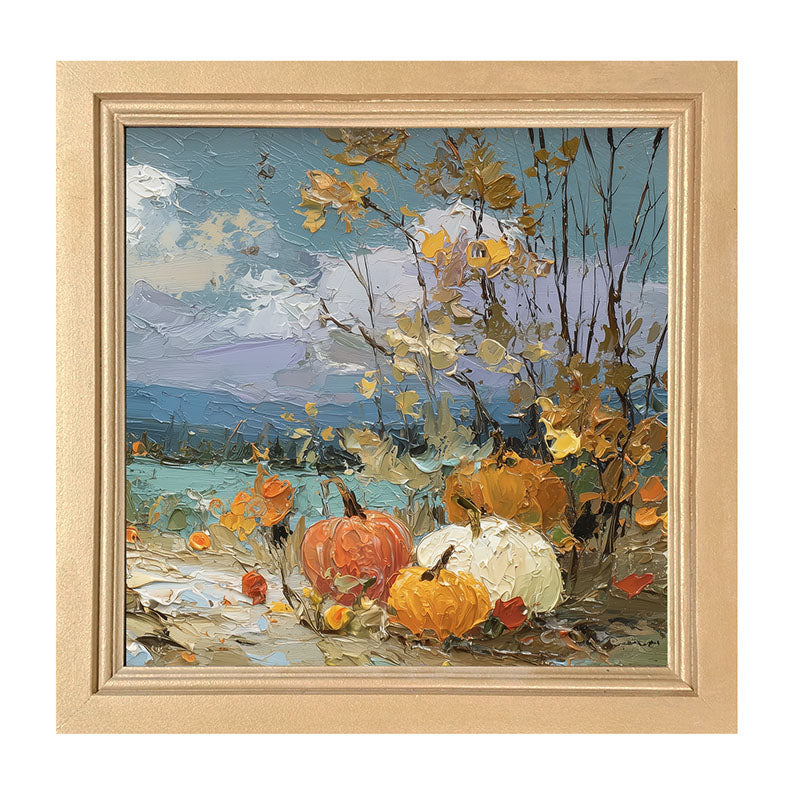 Pumpkin Country - Small Pumpkins along Path - Framed Art