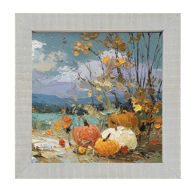 Pumpkin Country - Small Pumpkins along Path - Framed Art