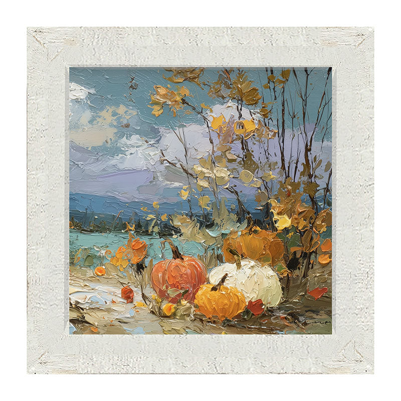 Pumpkin Country - Small Pumpkins along Path - Framed Art