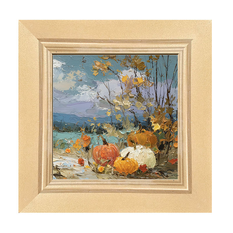 Pumpkin Country - Small Pumpkins along Path - Framed Art