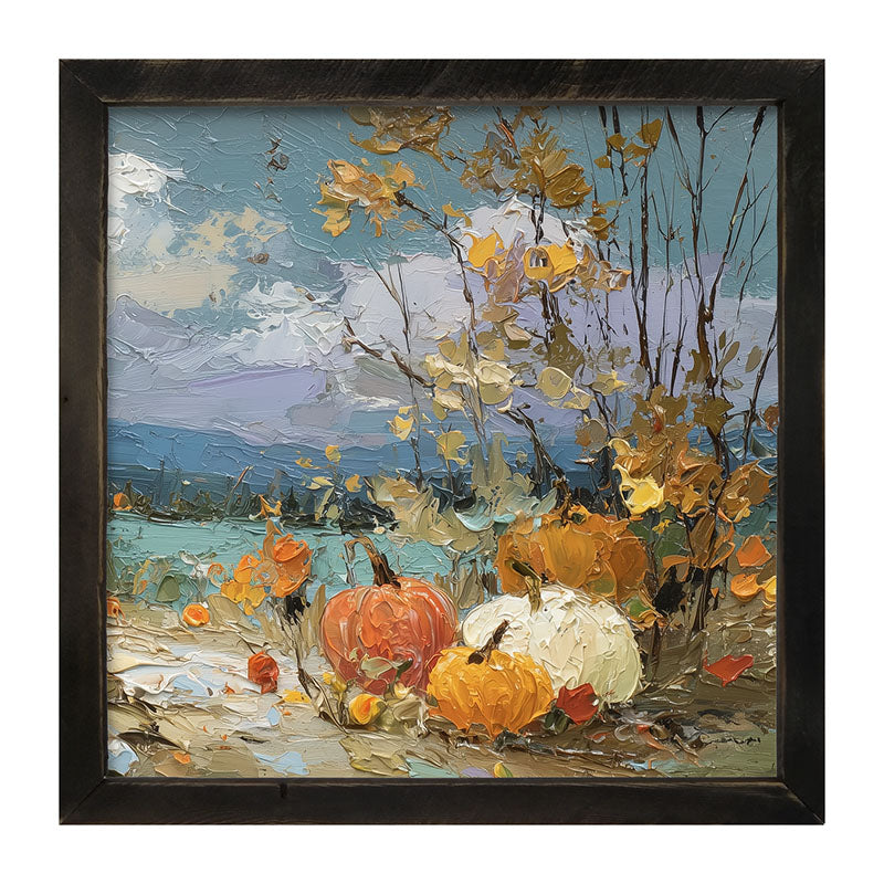 Pumpkin Country - Small Pumpkins along Path - Framed Art