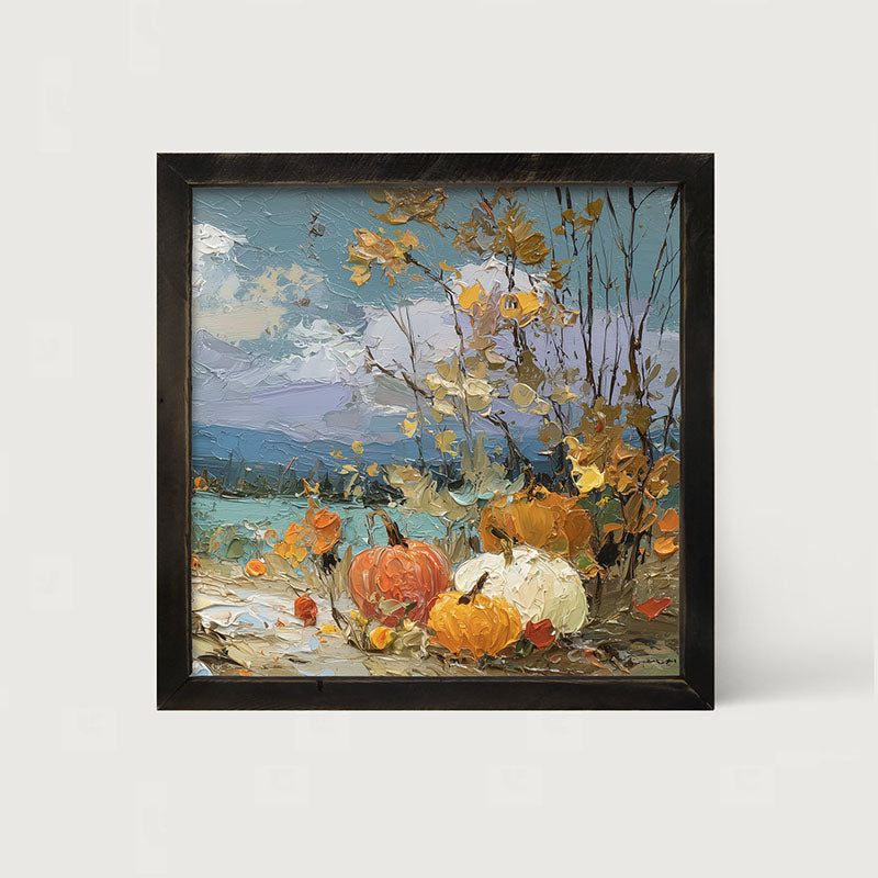 Pumpkin Country - Small Pumpkins along Path - Framed Art