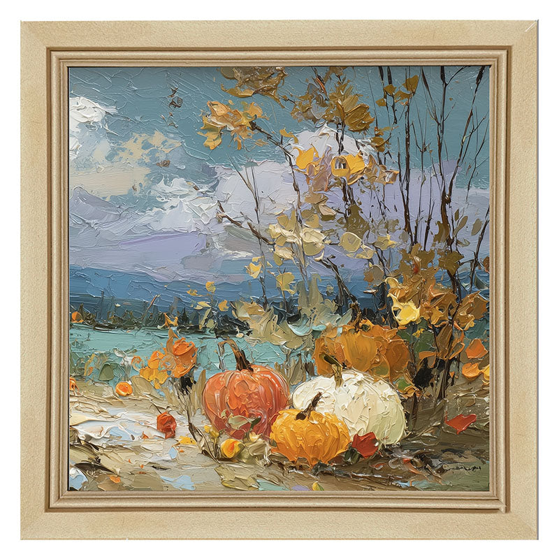 Pumpkin Country - Small Pumpkins along Path - Framed Art
