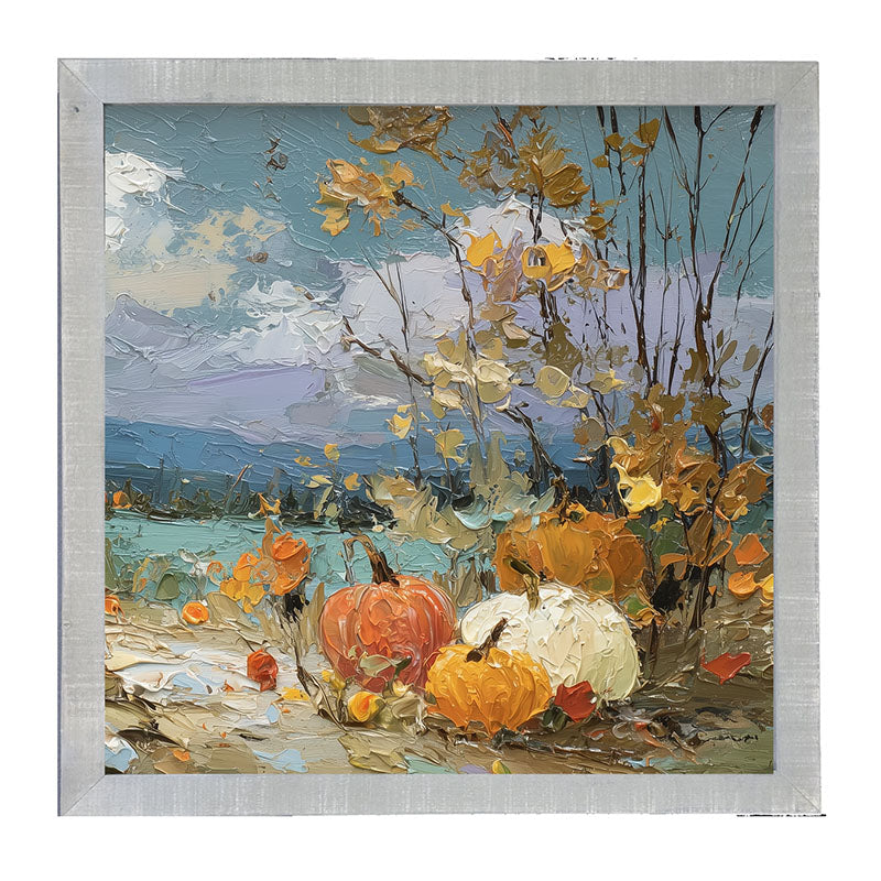 Pumpkin Country - Small Pumpkins along Path - Framed Art
