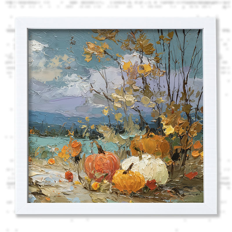 Pumpkin Country - Small Pumpkins along Path - Framed Art