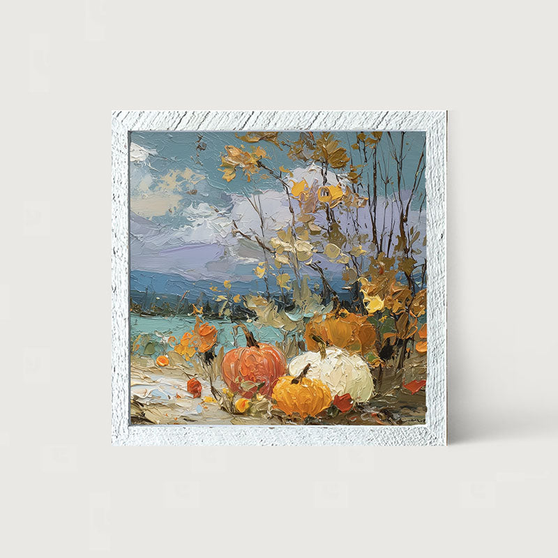 Pumpkin Country - Small Pumpkins along Path - Framed Art