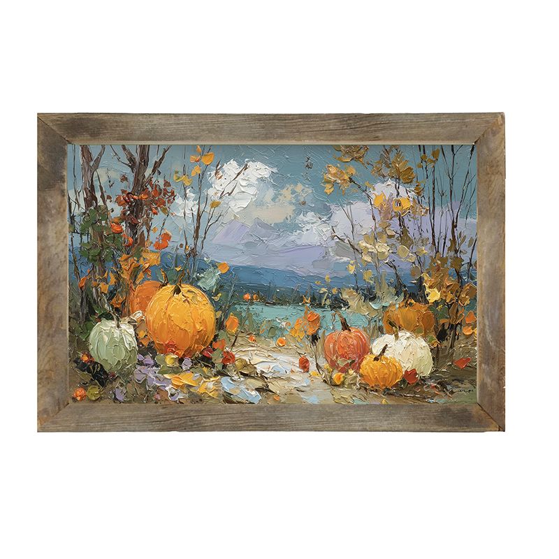 Pumpkin Country - Path with Pumpkins - Framed Art