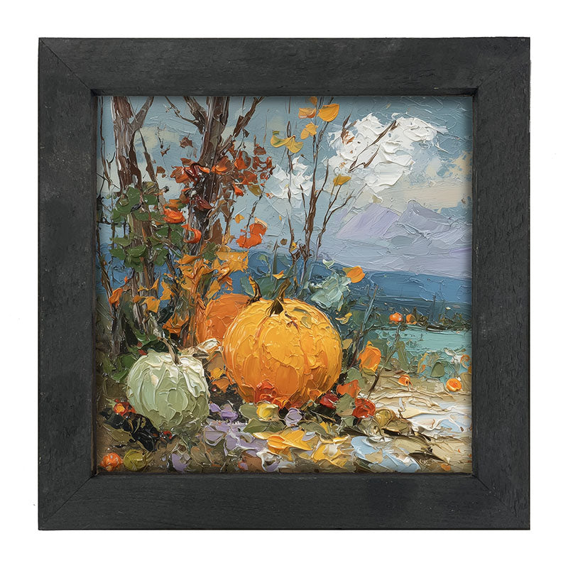 Pumpkin Country - Large Pumpkins along Path - Framed Art