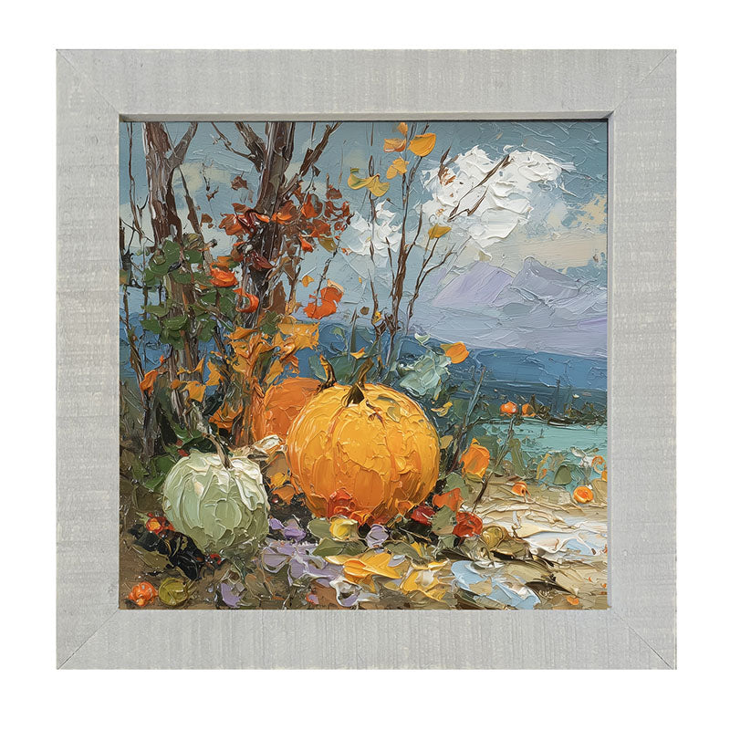 Pumpkin Country - Large Pumpkins along Path - Framed Art