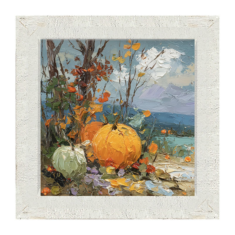 Pumpkin Country - Large Pumpkins along Path - Framed Art