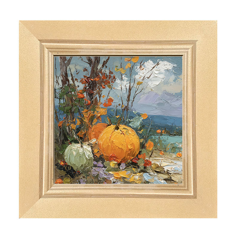 Pumpkin Country - Large Pumpkins along Path - Framed Art