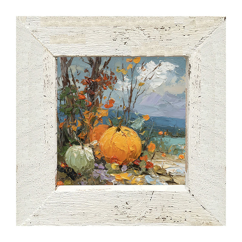 Pumpkin Country - Large Pumpkins along Path - Framed Art