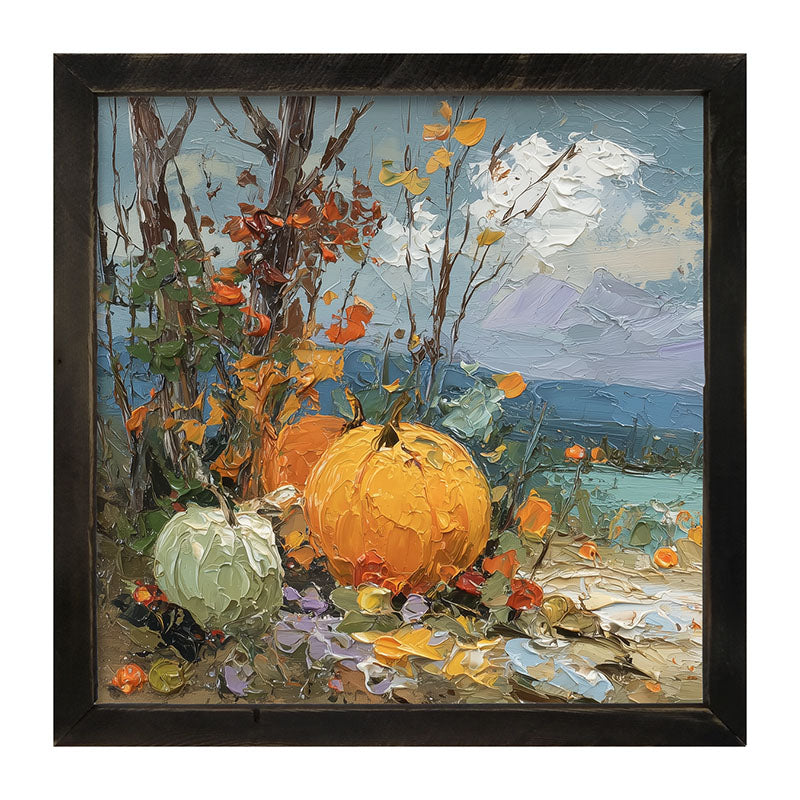 Pumpkin Country - Large Pumpkins along Path - Framed Art