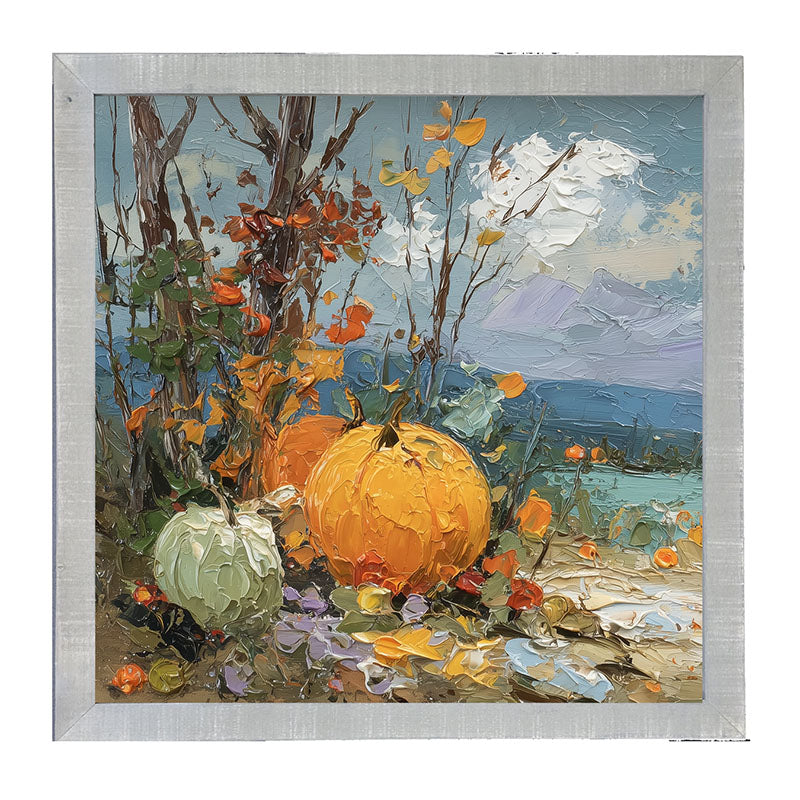 Pumpkin Country - Large Pumpkins along Path - Framed Art