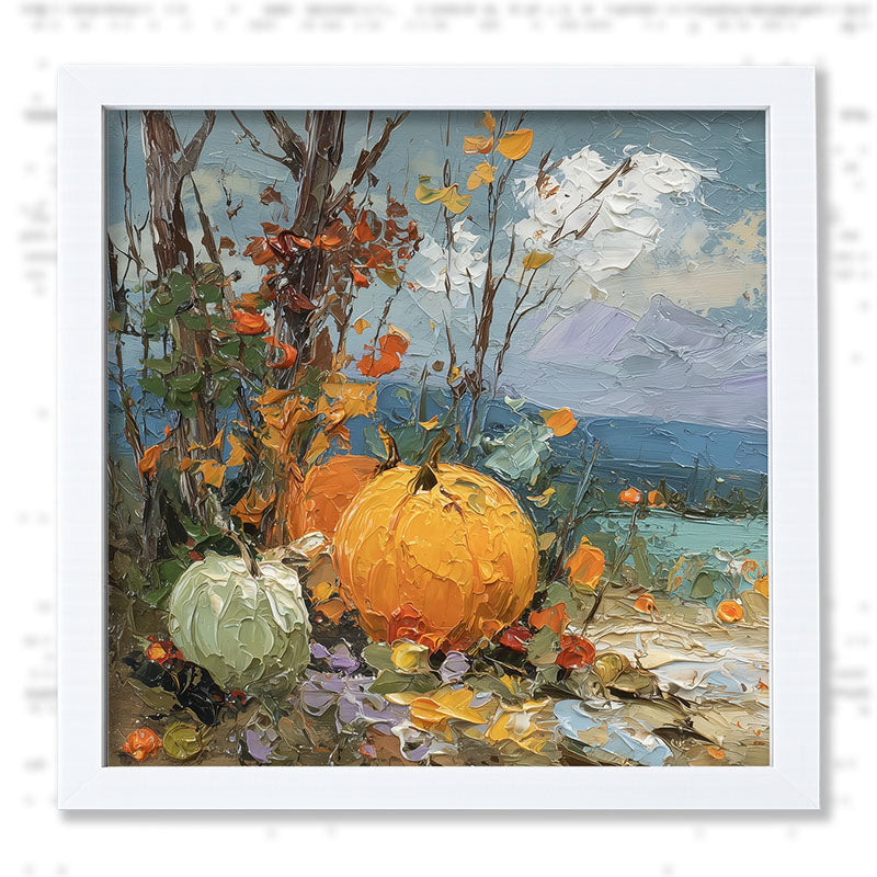 Pumpkin Country - Large Pumpkins along Path - Framed Art