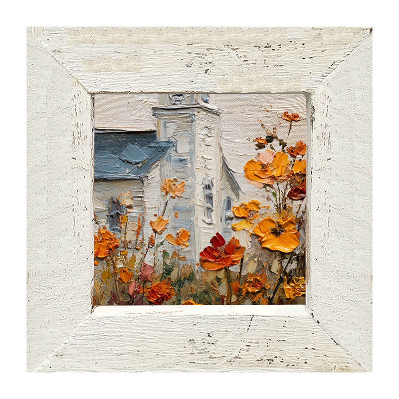 Autumn Country Church - Flowers Close-up - Framed Art