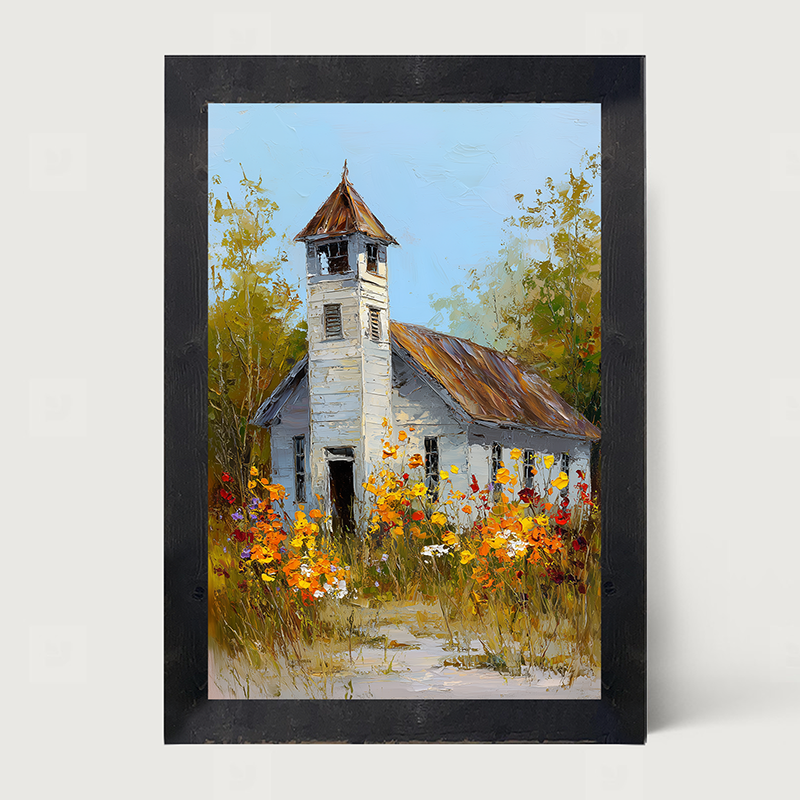 Autumn Country Church - Wildflowers