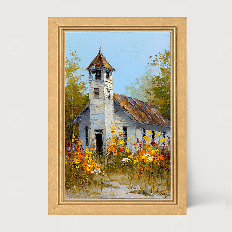 Autumn Country Church - Wildflowers