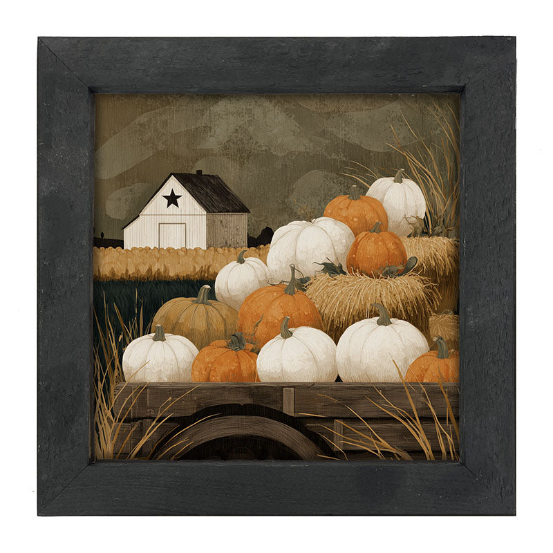 Rustic Wagon with Pumpkins - Framed Art