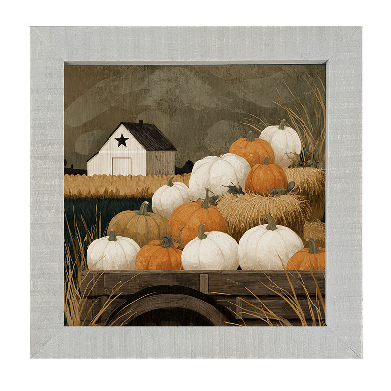 Rustic Wagon with Pumpkins - Framed Art